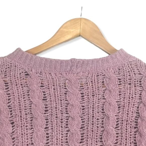 AEO Impossibly Soft Lilac Purple Cable Knit Sweater Large Crew Neck Pullover - Picture 6 of 10
